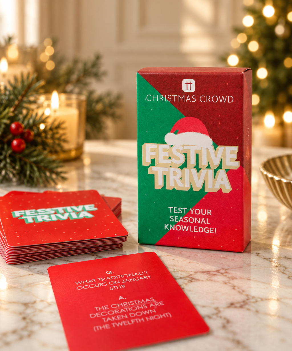 Christmas trivia game in a Proper Presents corporate Christmas gift
