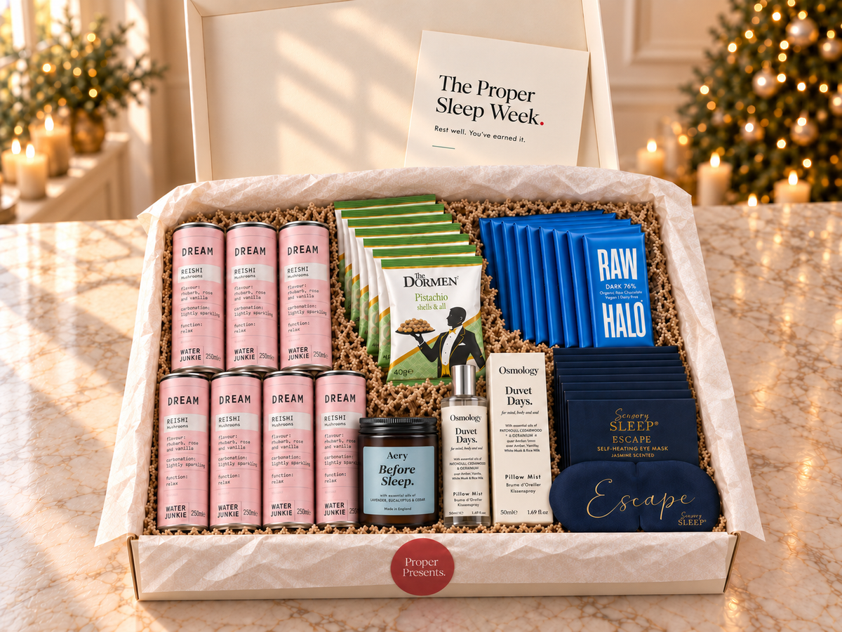 The Proper Sleep Week corporate wellbeing gift box with seven evening wind-down rituals